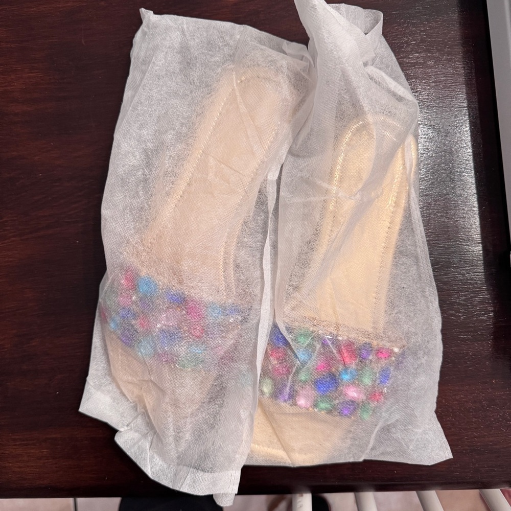 Embellished Gold Slide Sandals - Picture 5 of 8